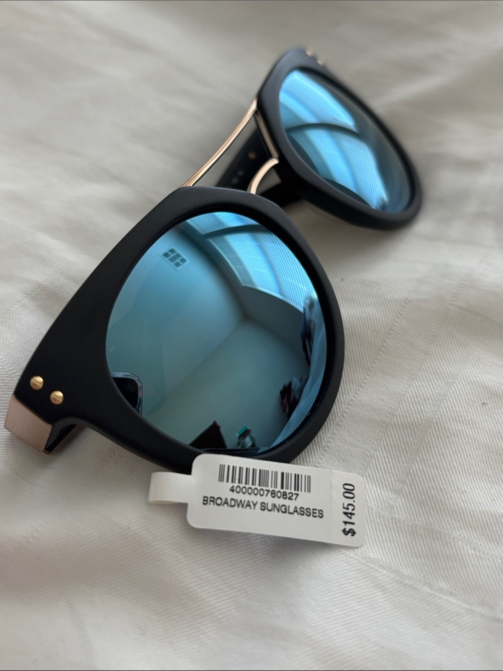Henri Bendel Broadway Chrome Blue Lens Sunglasses - Picture 7 of 9